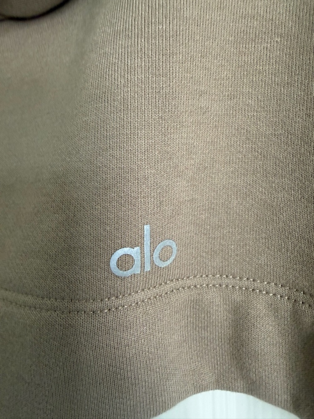 Alo Cropped Hooded Sweatshirt - Taupe - Picture 3 of 4